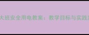 幼儿园大班安全用电教案教学目标与实践案例全